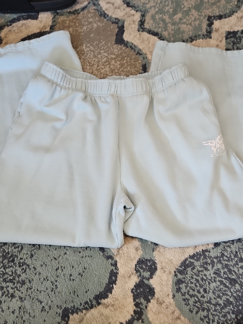 Light Blue Lounge Sweatpants with Butterfly Embroidery